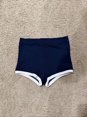 aerie Navy Ribbed High-Waist Bike Shorts with White Trim